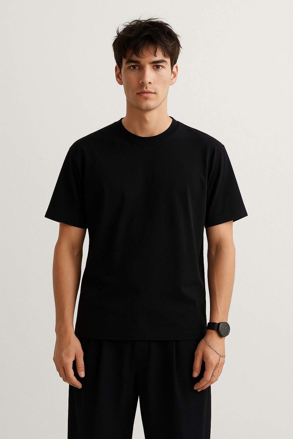 Plain Black Tee (Drop shoulder)